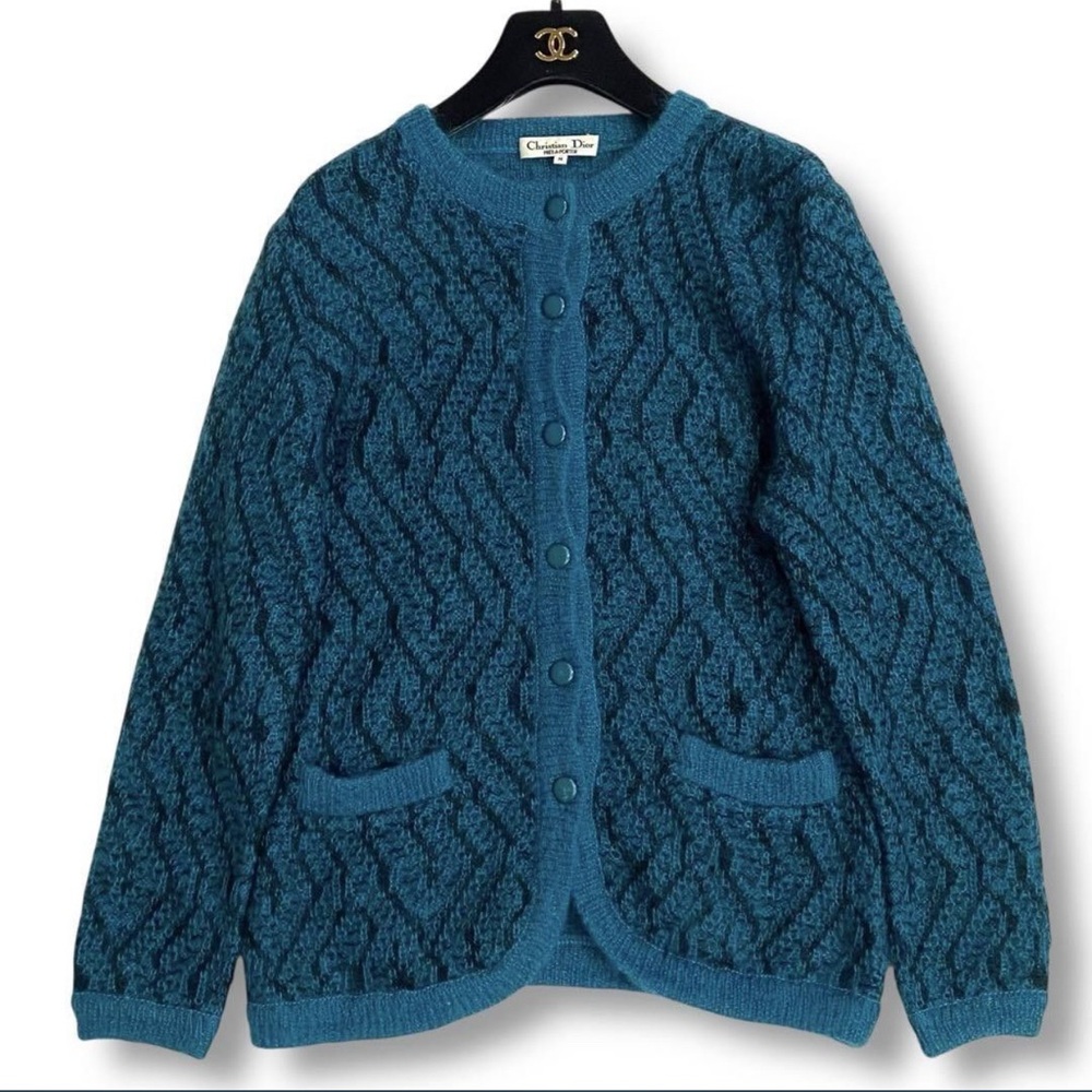 Dior Teal Textured Cardigan